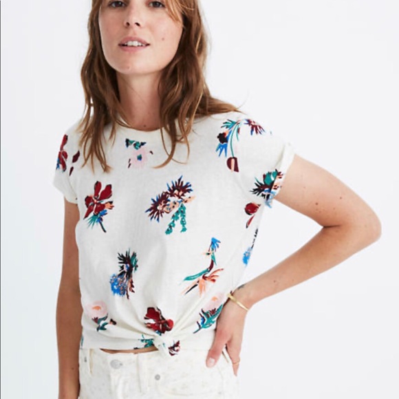 Madewell Tops - NWT Madewell knot front Hawaiian hideaway tee XL